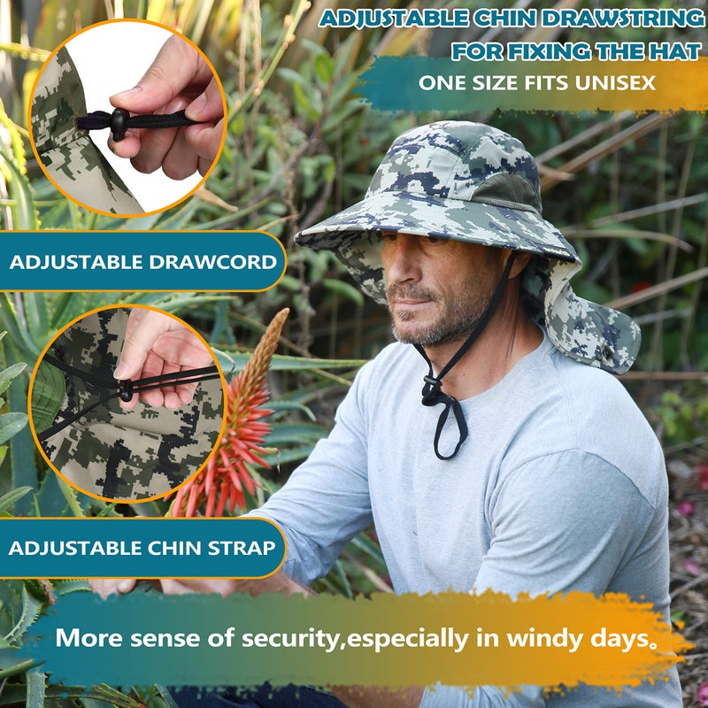 Solaris Sun Hat with Neck Flap, UPF 50 Sun Protection Lightweight Sun Cap for Men Women, Wide Brim Hat for Fishing Hiking Beach Safari, Digign Green - Image 3